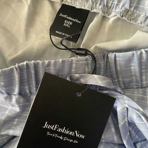 NWT Women light Blue Striped Lightweight Cropped Ankle Summer Lounge Pants XXL - Picture 8 of 9